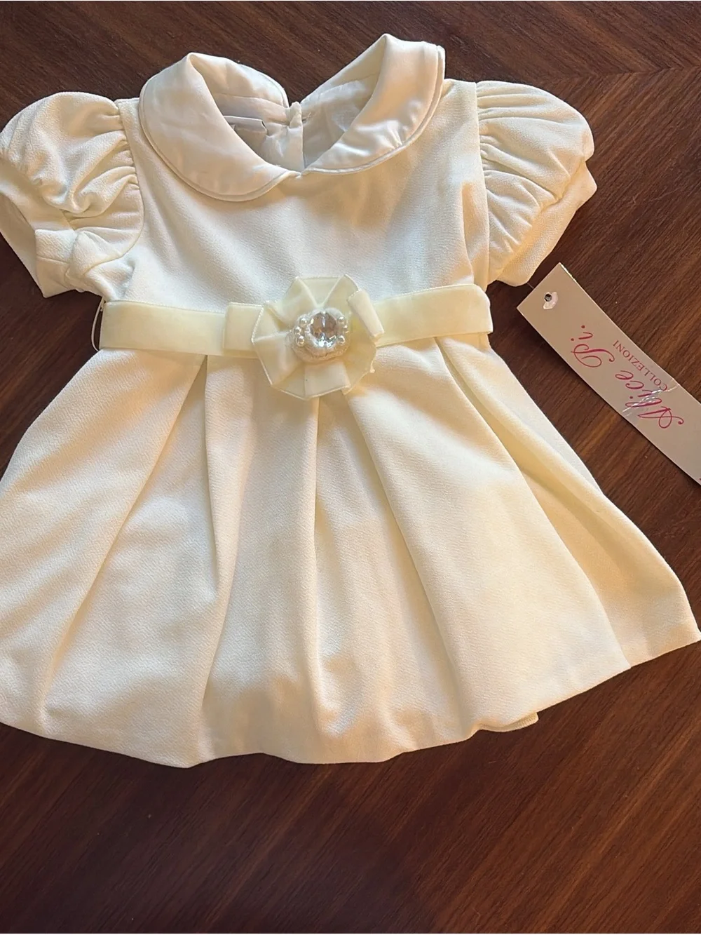 Ivory Baby Dress with Decorative Bow